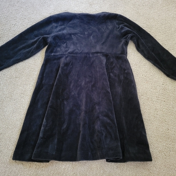 Lands End Black Velvet Embroidered Floral Dress - Picture 5 of 7